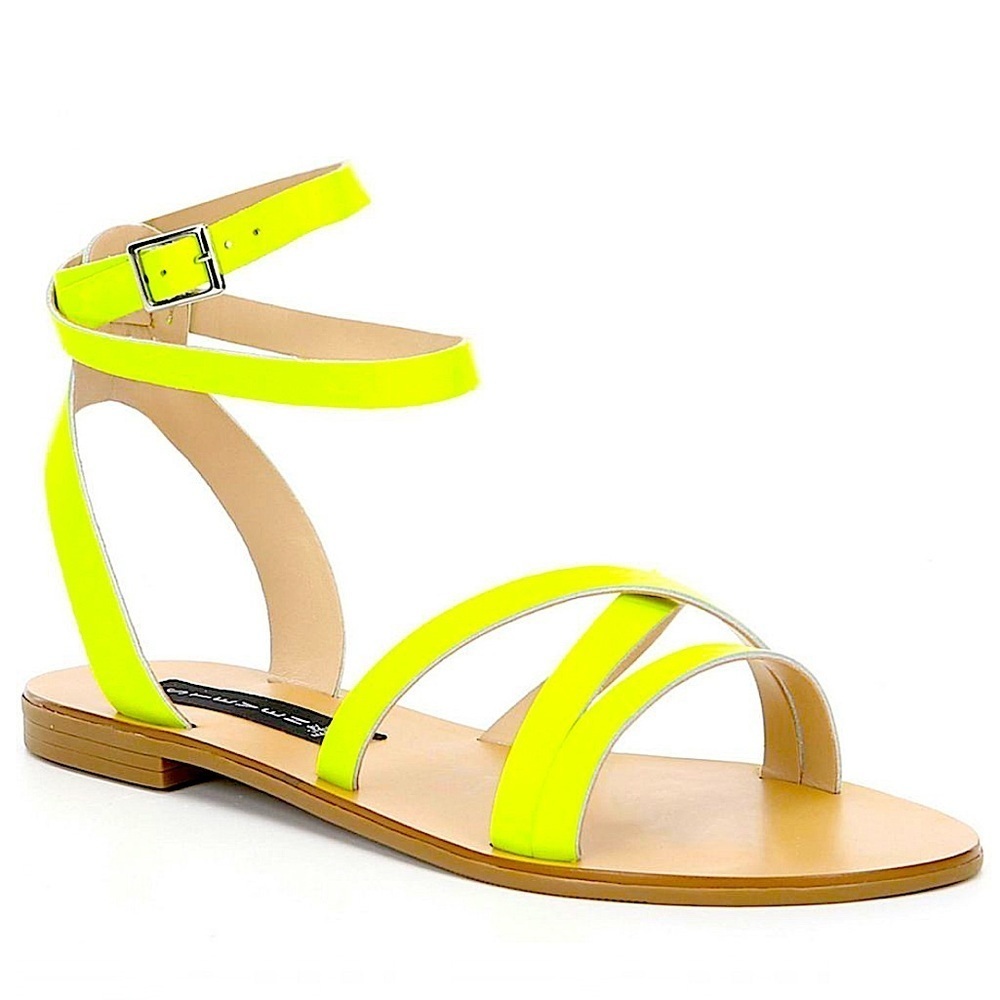 Steven By Steve Madden Neon Yellow Strappy Ankle-Wrap Sandals